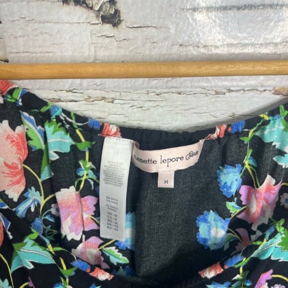 Nanette Lepore black  floral dress size medium - Picture 4 of 8